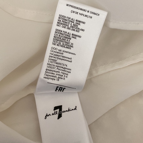 7 FOR ALL MANKIND Ivory Black Contrast Neck Tie Sleeveless Top size small - Picture 10 of 11